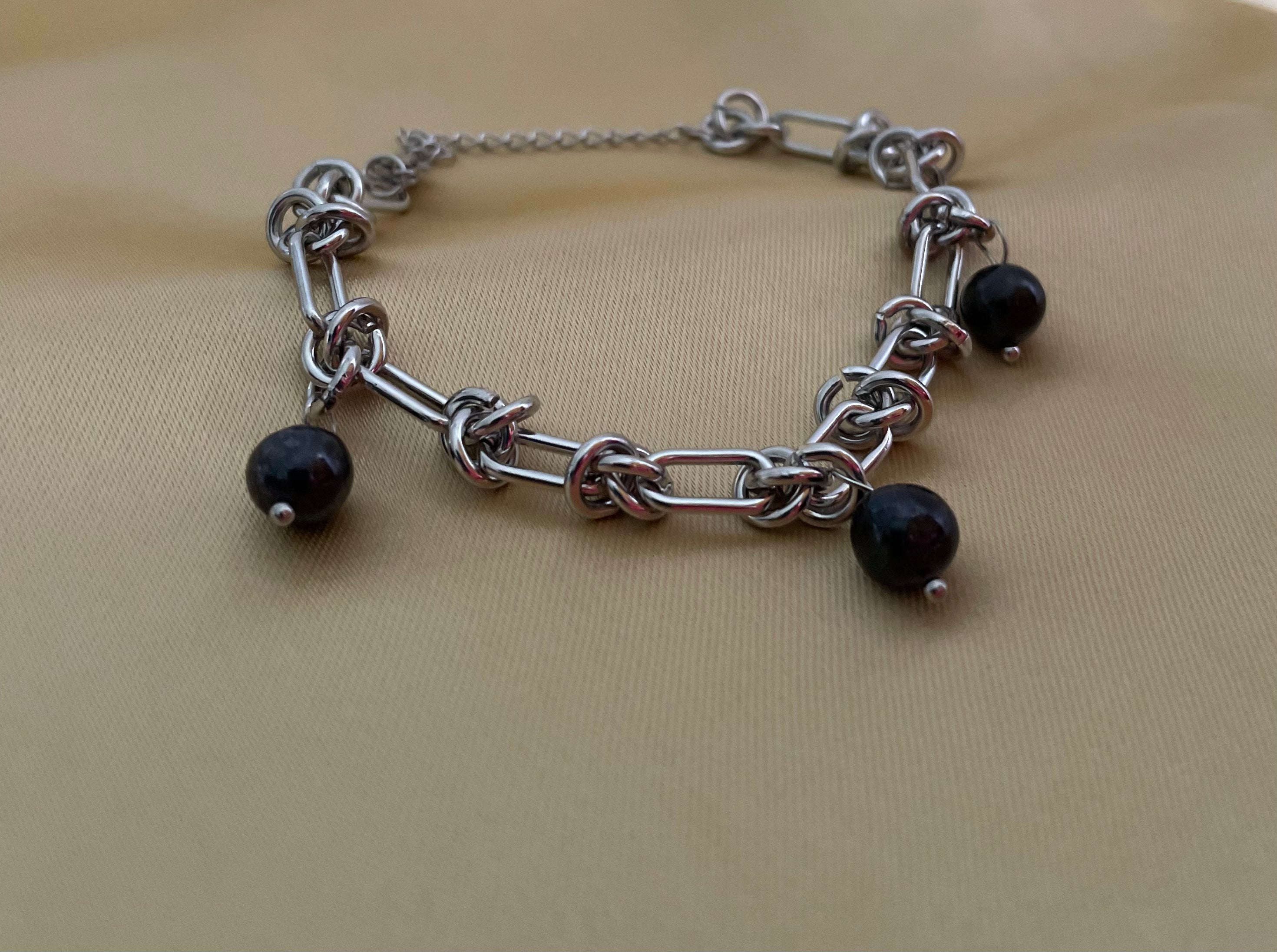 Bracelet Alex - Round Black Pearls