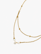 Sparkling Pearl Pendant Layered Beaded Necklace