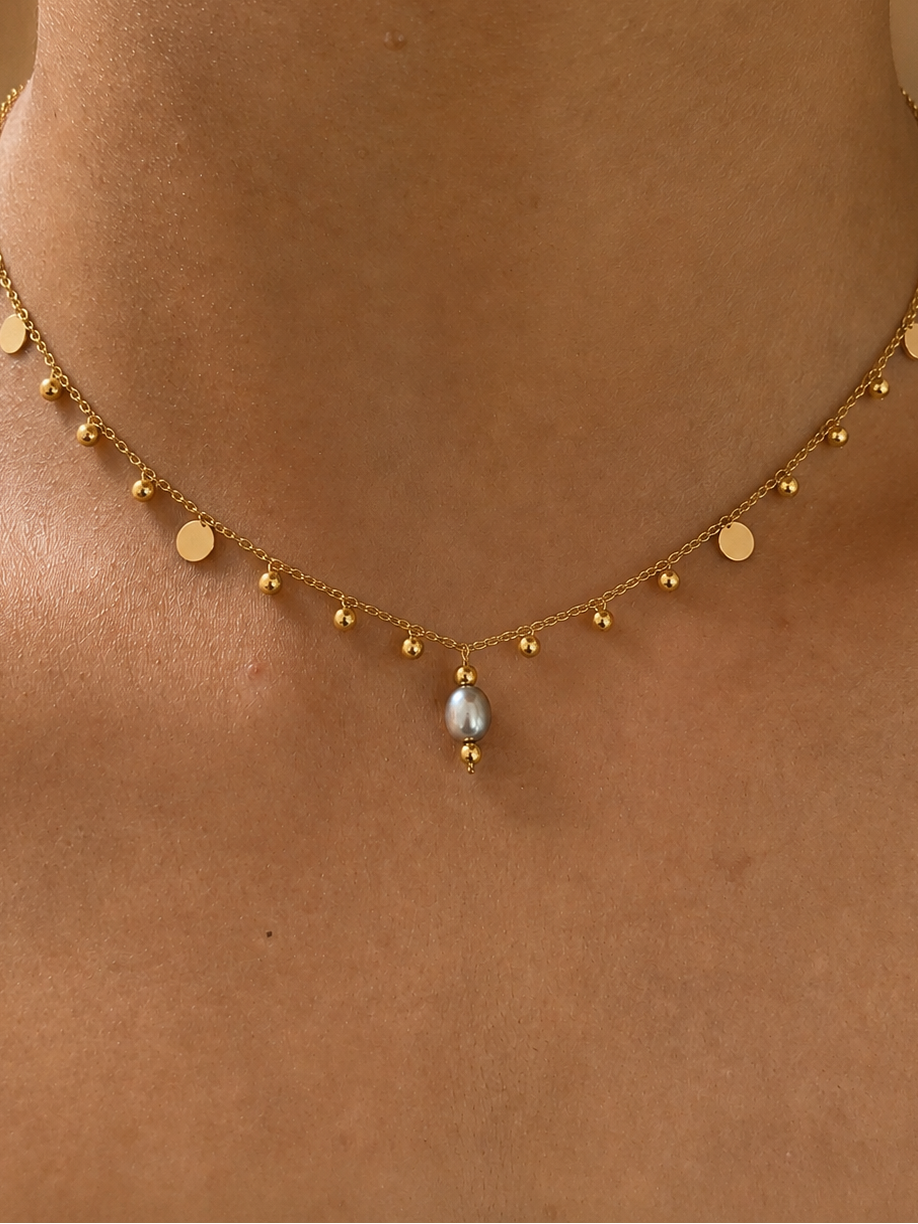Bead Charms Pearl Pendant Necklace