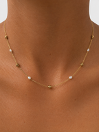 Rose and White Pearl Necklace