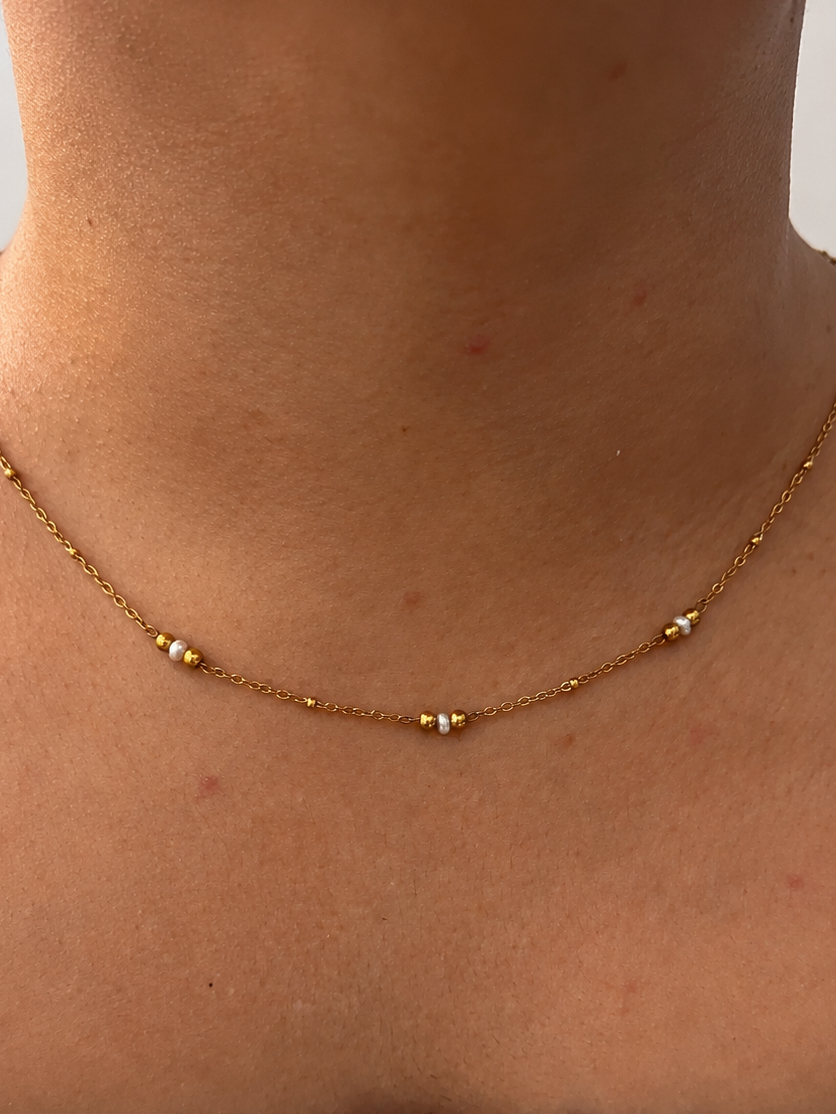 Delicate White Keshi Pearl Necklace