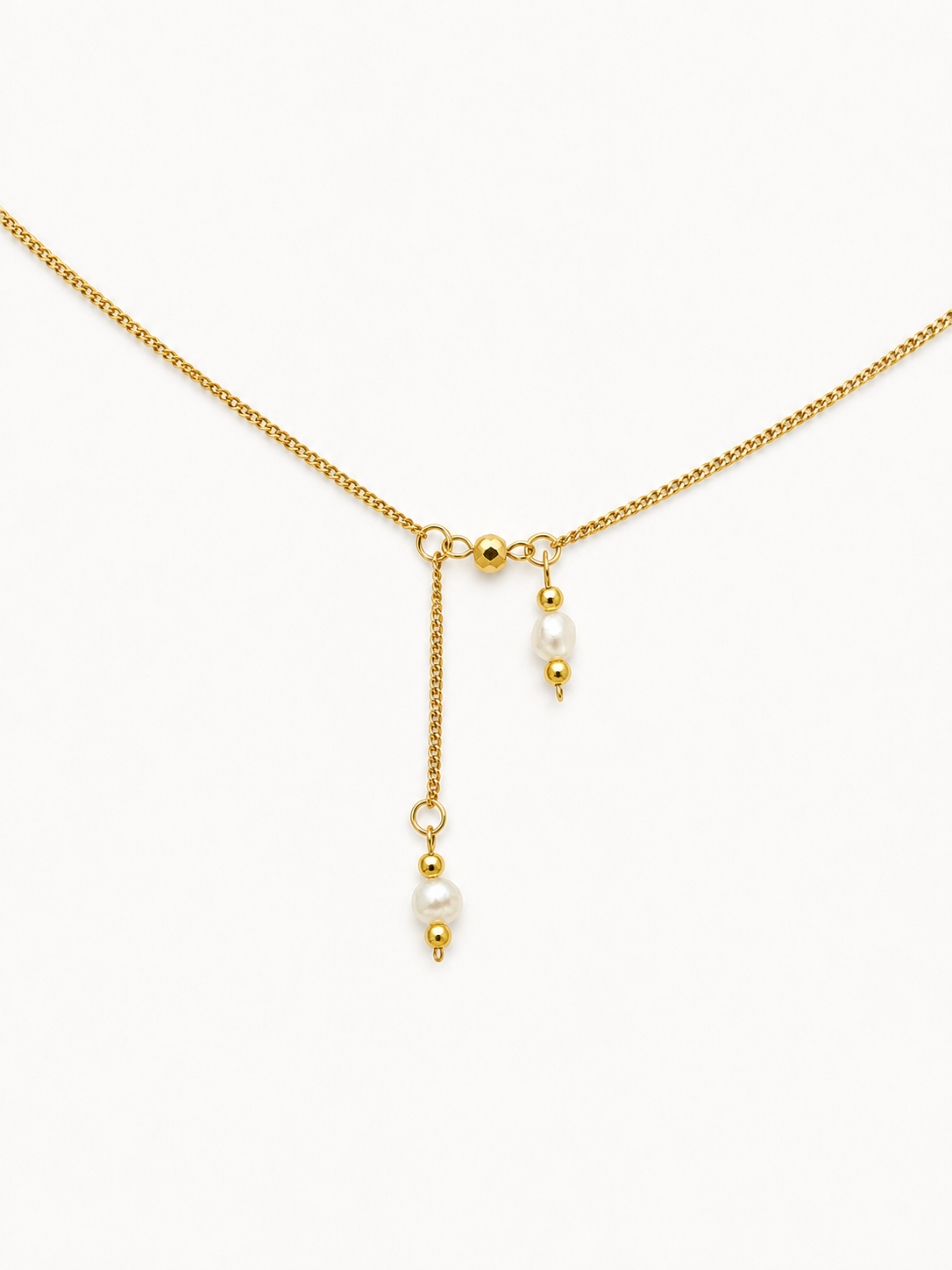 Contemporary Dual Pearl Pendant Necklace