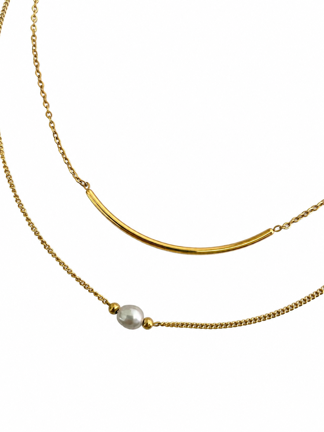 Arc Layer Grey Pearl Necklace
