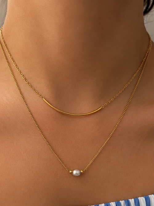 Arc Layer Grey Pearl Necklace