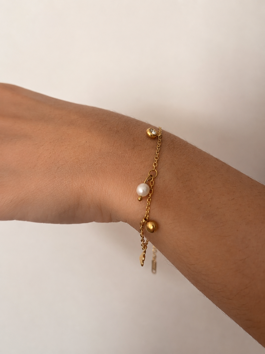 Stone and White Pearl Bracelet
