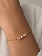 Gold and Pink Petit Pearl Bracelet