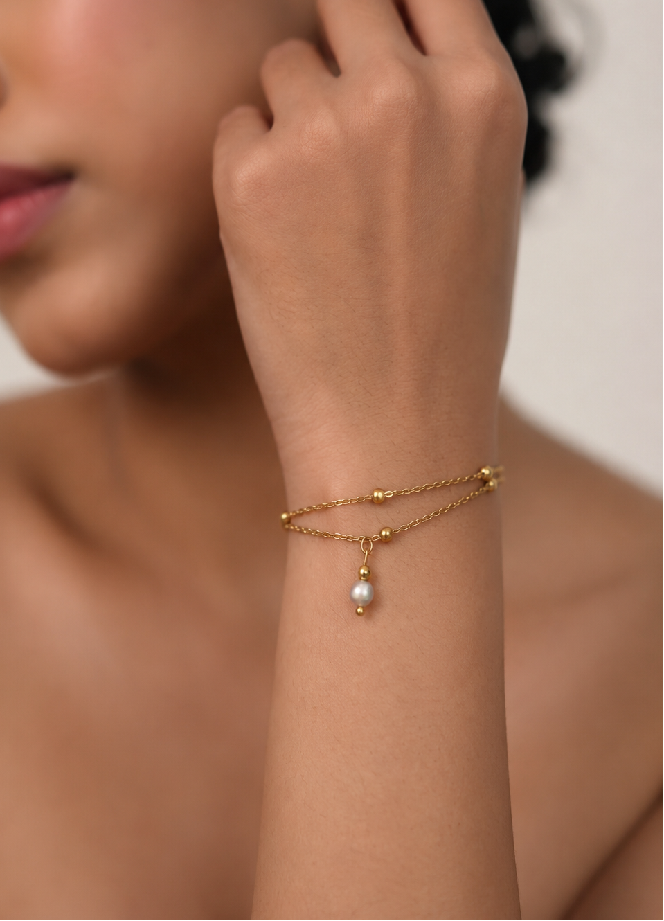 Double Layer Grey Pearl Bracelet