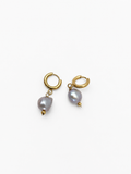 Keshi Grey Pearl Hoop Earrings