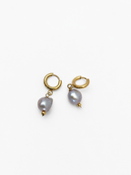 Keshi Grey Pearl Hoop Earrings