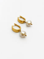 Heirloom Huggie Baroque Round White Pearl Earrings