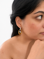 Two toned Hoop Keshi Round Pearl Hoop Earrings
