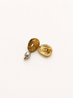 Organic Spiral Oval Grey Pearl Stud Earrings