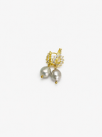Halo Classic Grey Keshi Round Pearl Drop Earrings