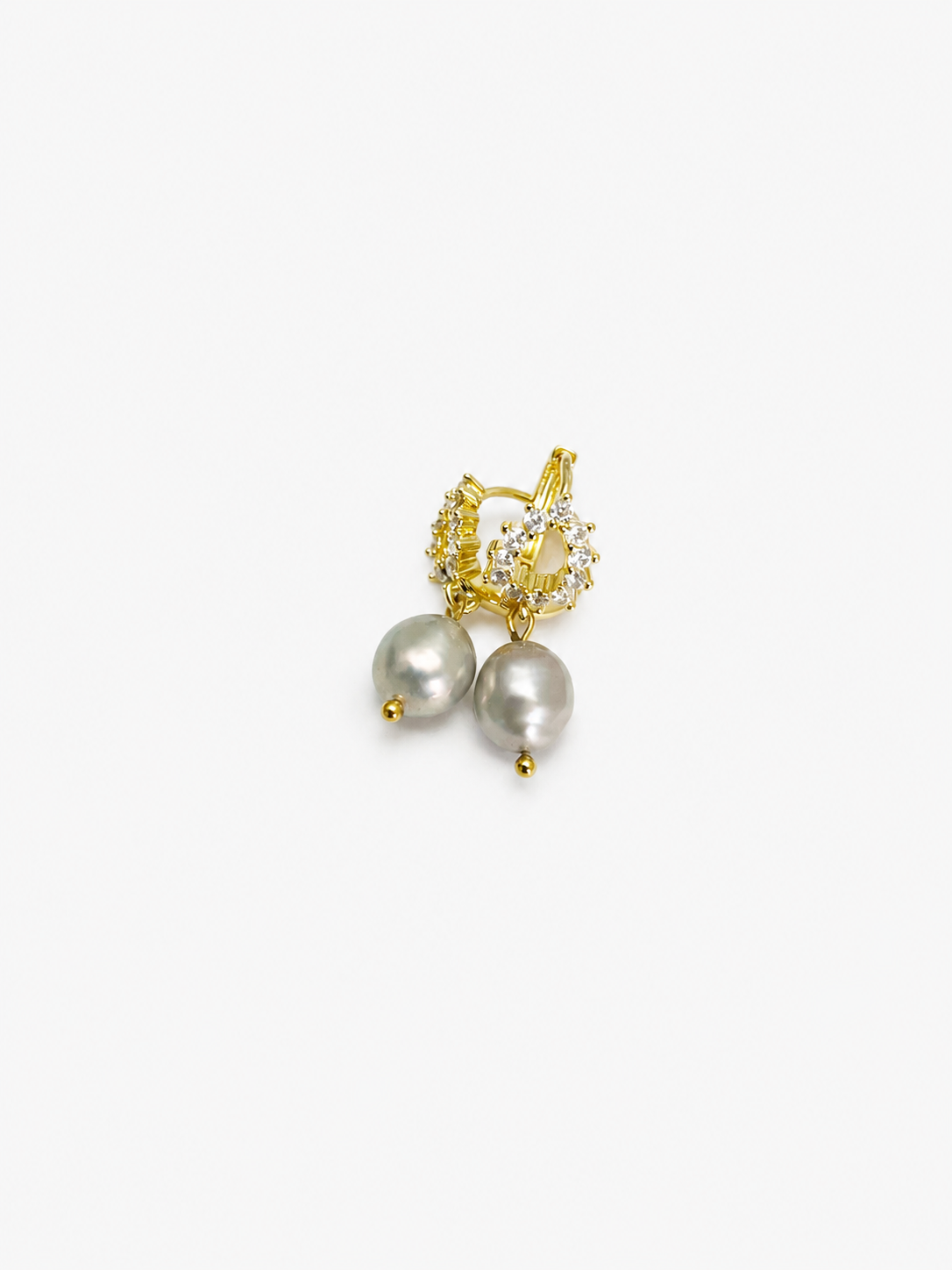 Halo Classic Grey Keshi Round Pearl Drop Earrings