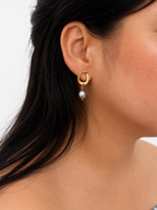Pebble Keshi Round Grey Pearl Earrings