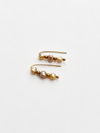 Gold Baroque Pearl Climber Earrings