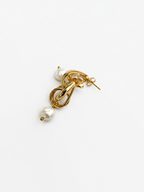 Droplet Baroque Round White Pearl Earrings