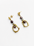 Organic Dark Grey Baroque Pearl Droplet Earring