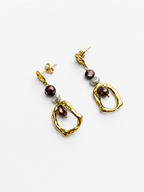 Organic Dark Grey Baroque Pearl Droplet Earring