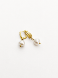 Baroque Round White Pearl Drop Earrings