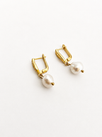 Baroque Round White Pearl Drop Earrings
