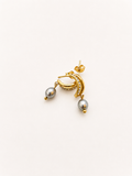 Half Moon Grey Pearl Huggie Earrings