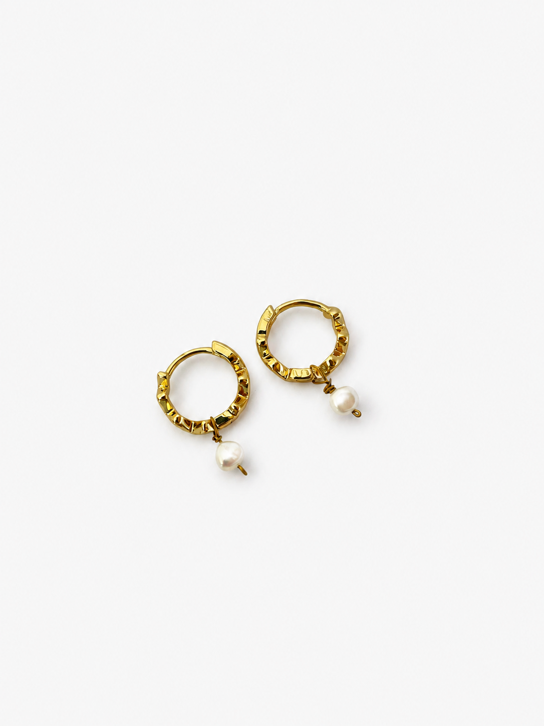 Small Baroque White Pearl Creole Earrings