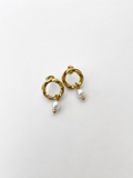 Circle Pearl Stud Earrings