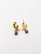 Cross Dark Pearl Stud Earrings