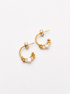 White Keshi Pearl Creole Earrings