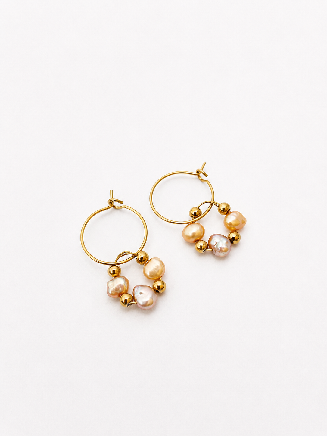 Perli Keshi Pink Gold Pearl Hoops