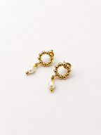 Beaded Small Pearl Stud Earrings