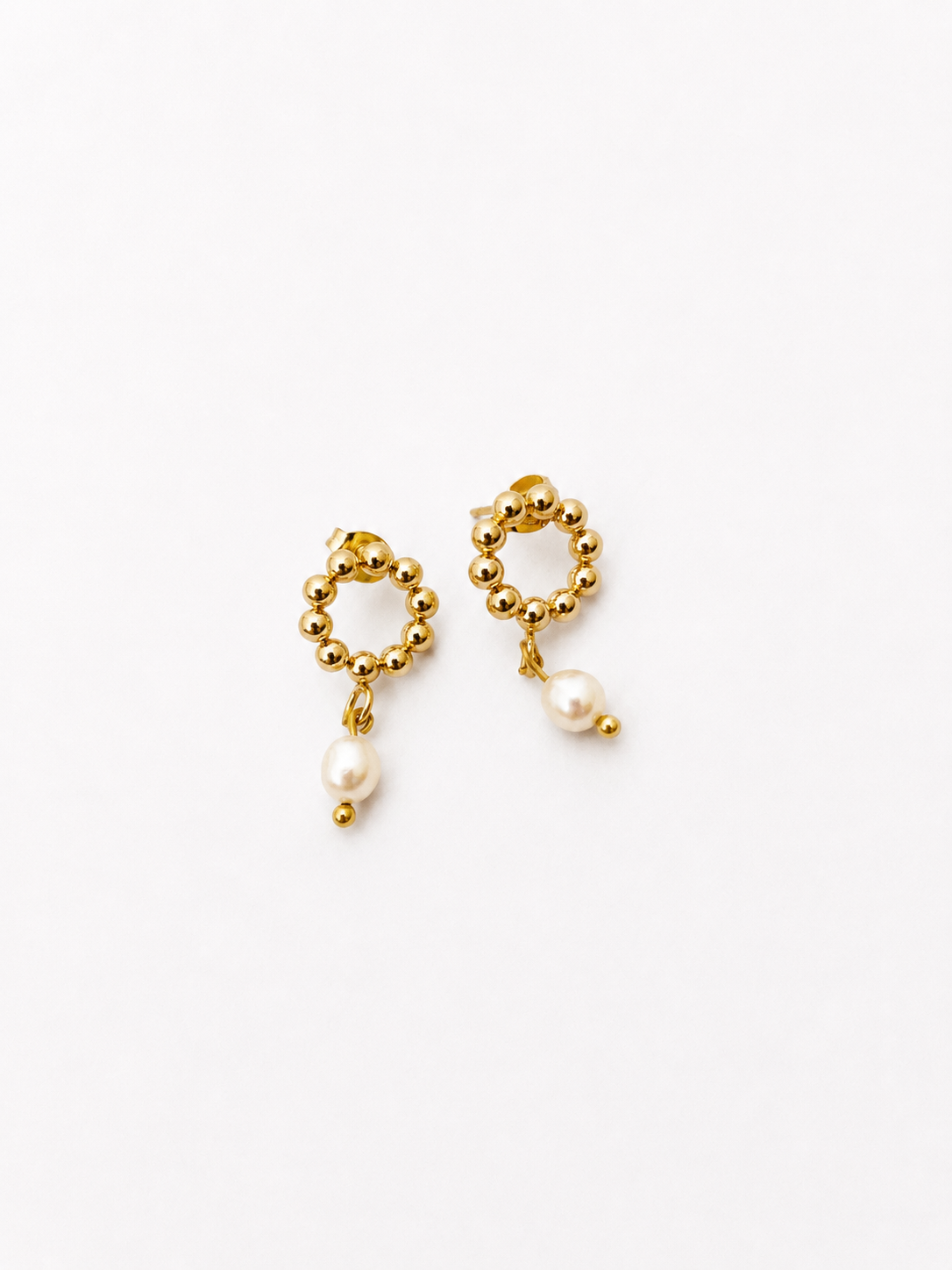 Beaded Small Pearl Stud Earrings
