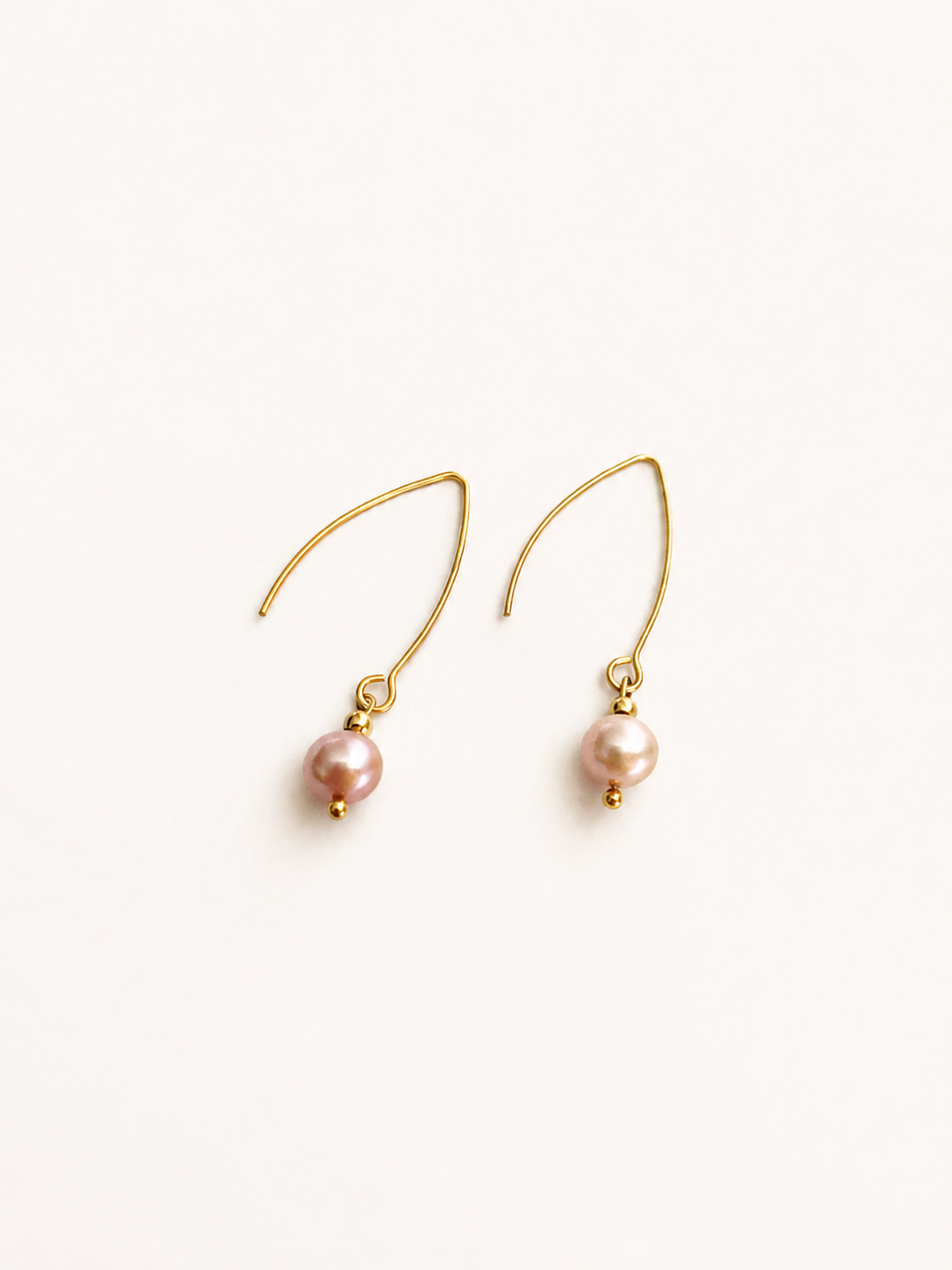 Classic Round Natural Pink Pearl Drop Earrings