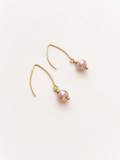 Classic Round Natural Pink Pearl Drop Earrings