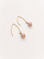 Classic Round Natural Pink Pearl Drop Earrings