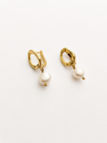 Pebble Baroque Round White Pearl Earrings