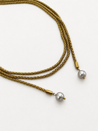 Open Beaded Necklace with Grey Keshi Pearls