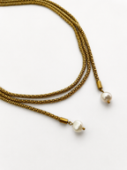 Open Beaded Necklace with White Keshi Pearls