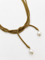 Open Beaded Necklace with White Keshi Pearls