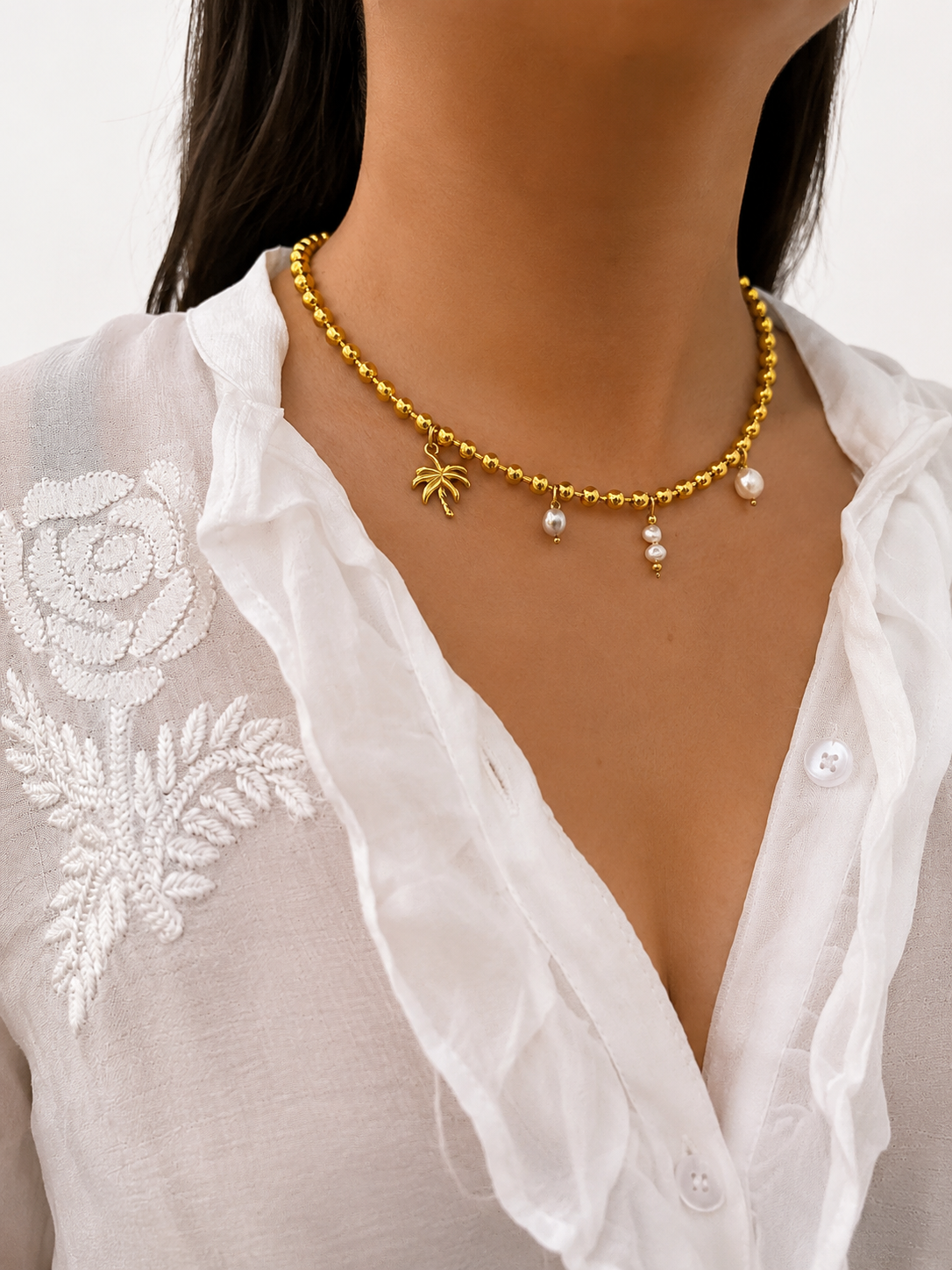 Beaded Pearl Charms Necklace