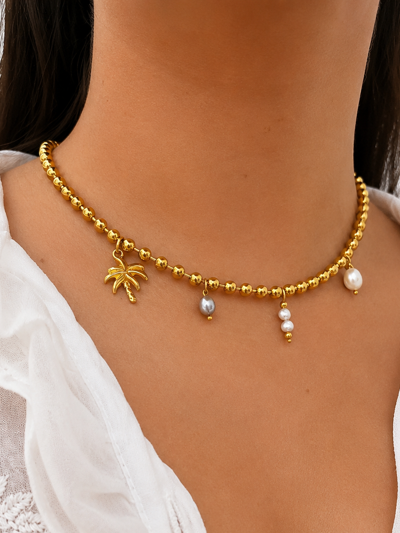 Beaded Pearl Charms Necklace