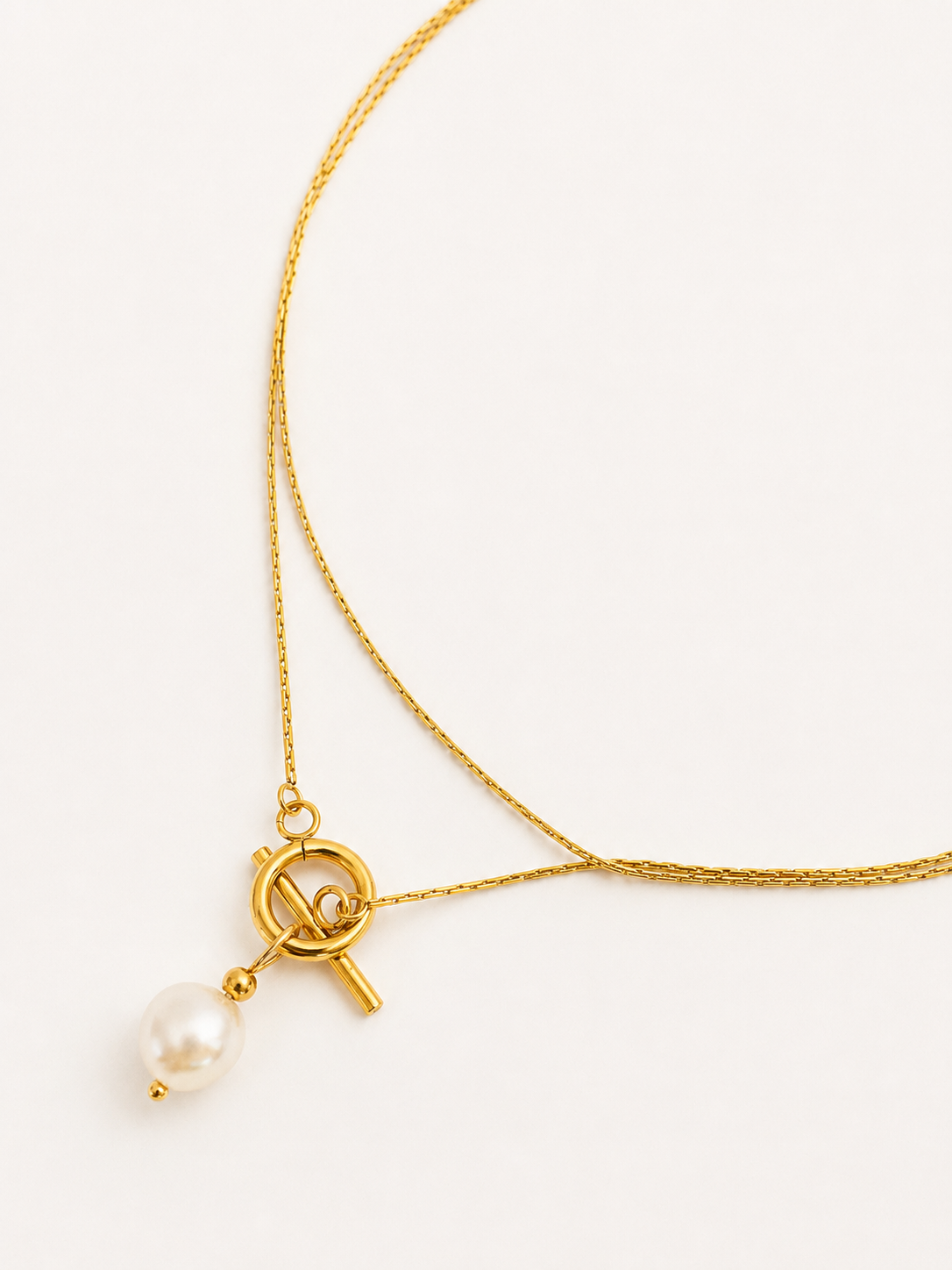 Lariat Keshi Round White Pearl Pendant Necklace