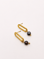 Minimal Dark Pearl Stud Earrings