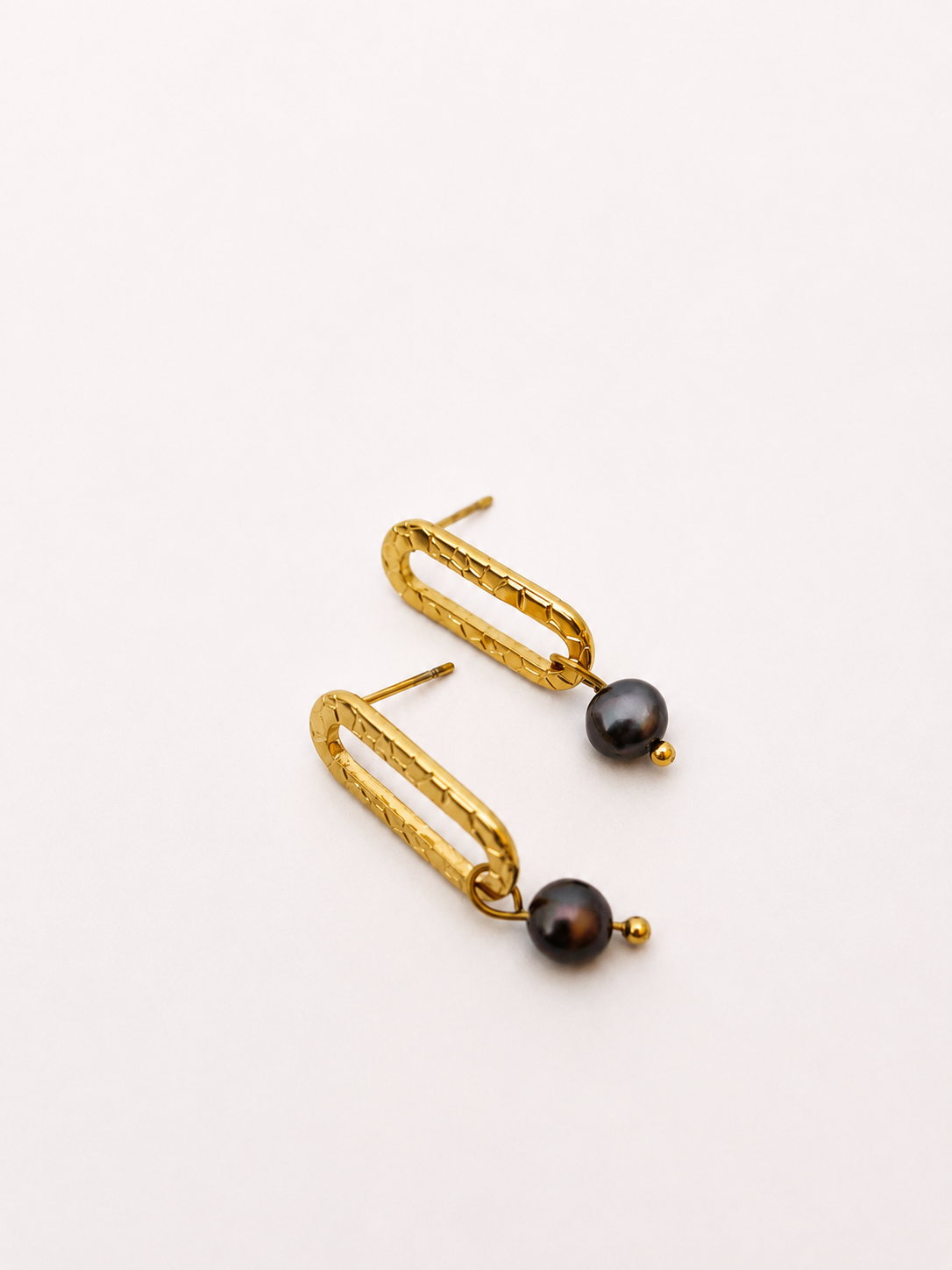 Minimal Dark Pearl Stud Earrings