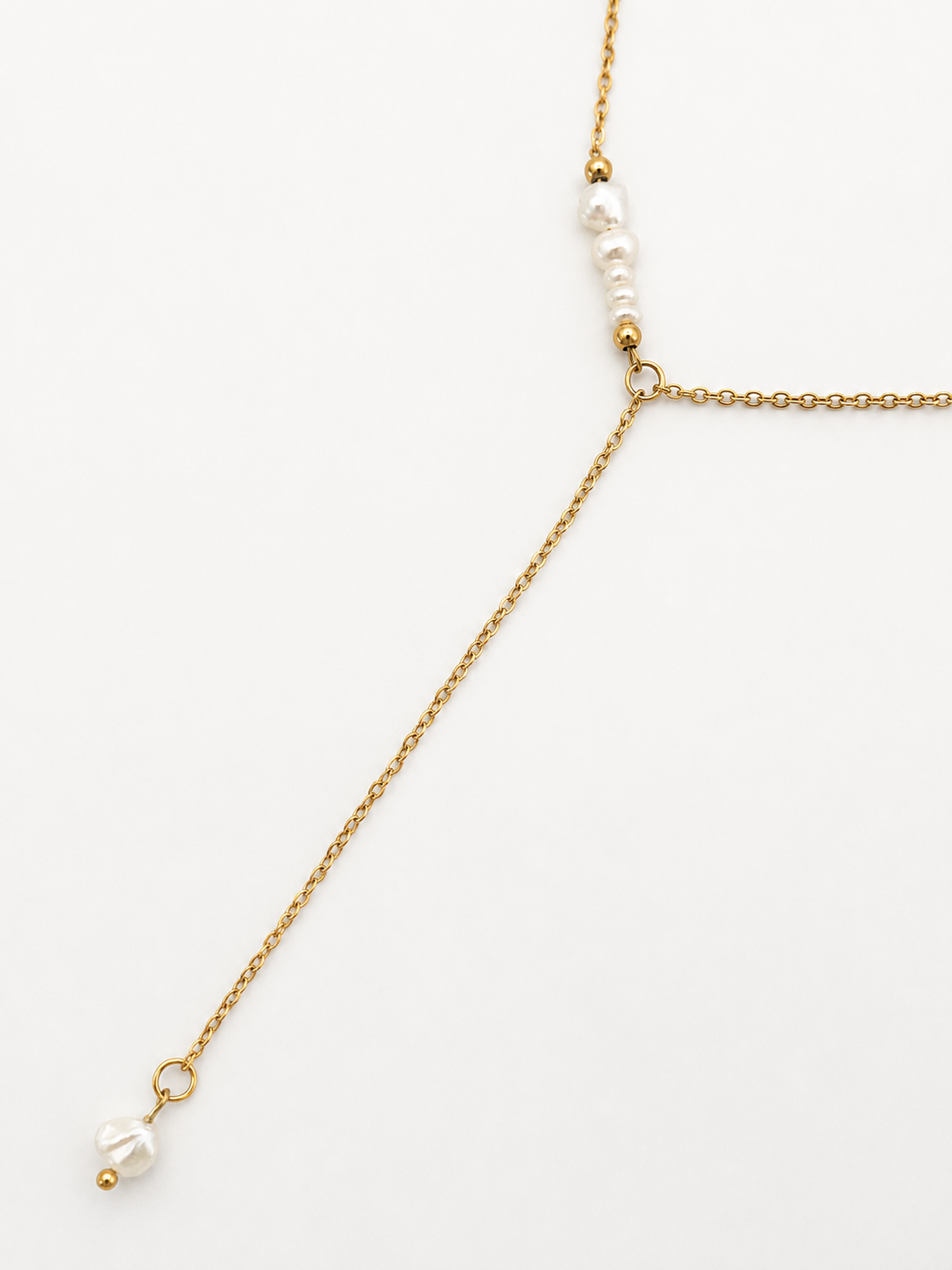 Lariat White Pearls Y-Necklace