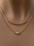 Arc Layer Pink Pearl Necklace