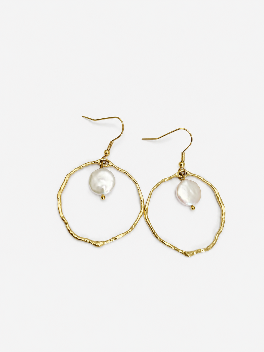 Coin Pearl Hoop Earrings