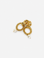 Double Hoop Keshi Round Pearl Earrings