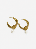 Coiled Demi Hoop Keshi Pearl Earrings